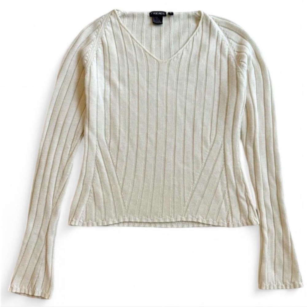 White Knit Long Sleeve Top